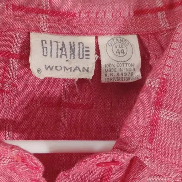 Vintage Gitano Button Down Shirt 100% Cotton Roll Tab Sleeve 24 44 Camp 24W - Picture 9 of 12